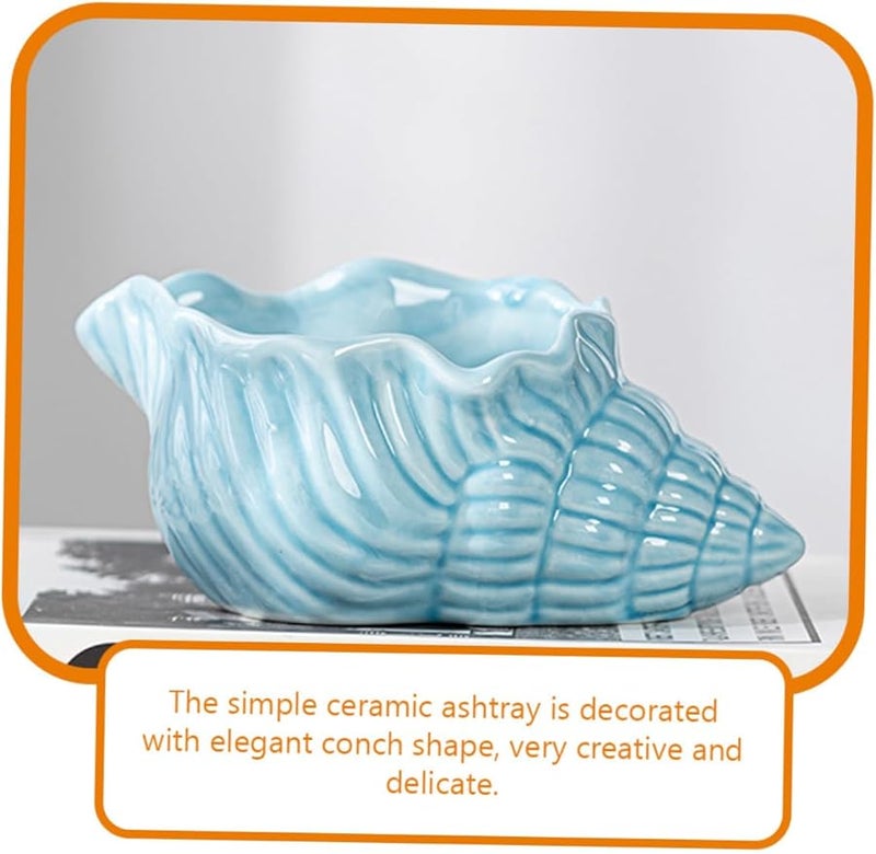 Ceramic Conch Shaped Ashtray Large Opening Stable Base Smokeless Holder for Home Bar Office - Image 3